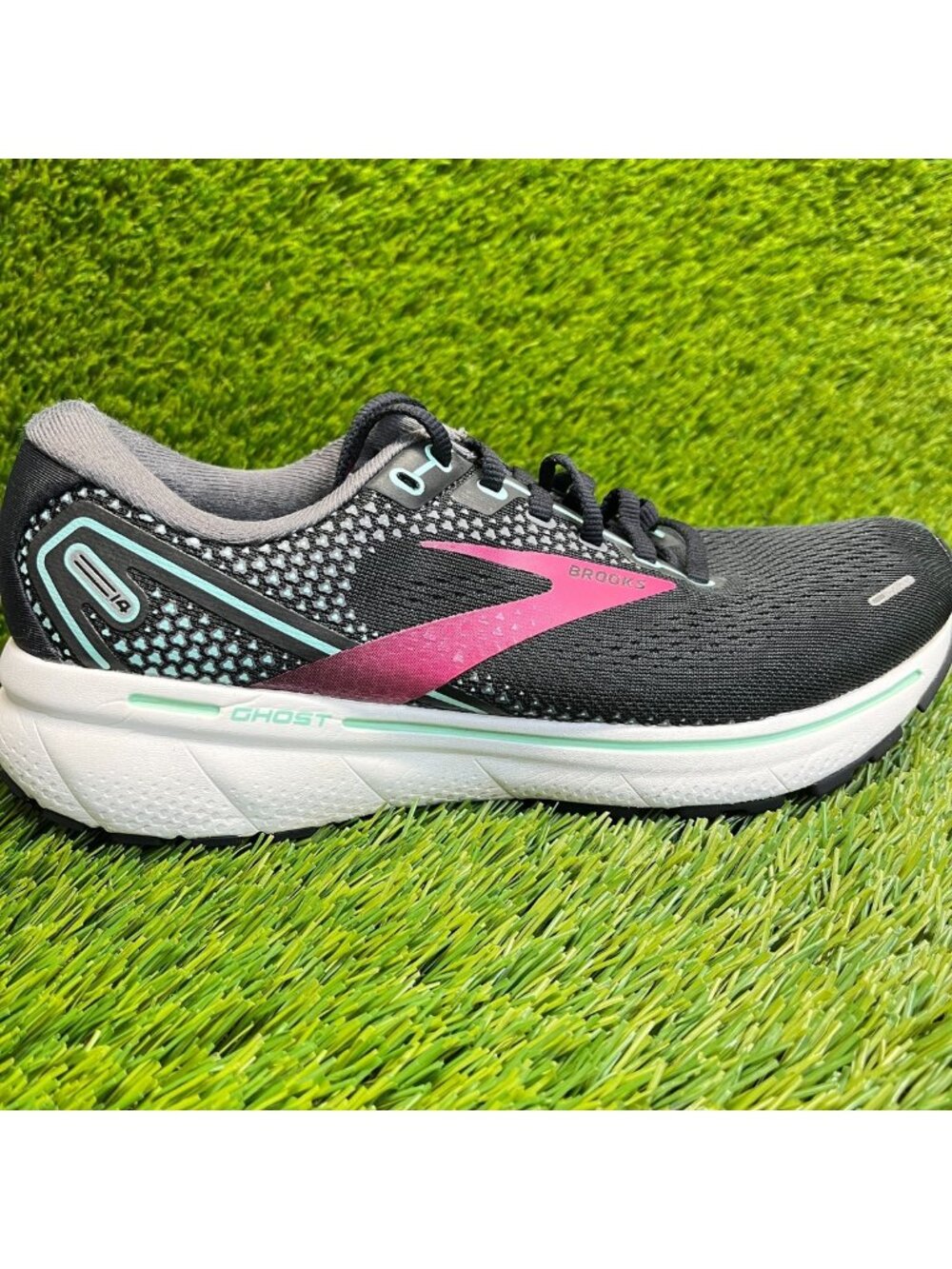 Brooks Ghost 14 Womens Size 8.5 Black White Pink Athletic Running Shoes Sneakers